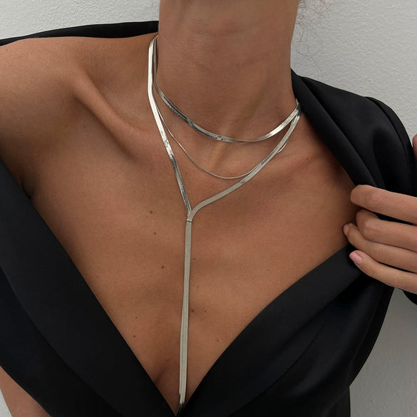 Jewelry Hip Hop Snake Bone Chain Geometric Pattern Copper Electroplating Necklace