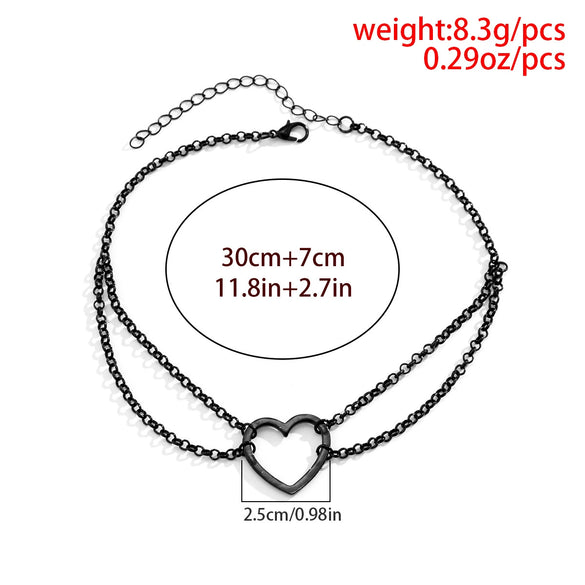 Jewelry Hip Hop Style Alloy Heart Shaped Cross Chain Necklace For Women With Electroplating Treatment