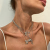 Jewelry Hip Hop Style Bow Alloy Pendant Clavicle Chain Electroplated