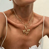 Jewelry Hip Hop Style Bow Alloy Pendant Clavicle Chain Electroplated