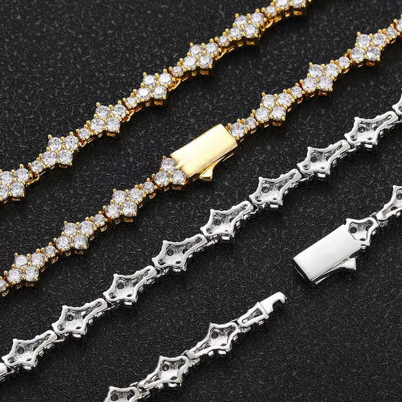 Jewelry Hip Hop Style Copper Tennis Chain Zirconia Geometric Pendant Necklace Unisex