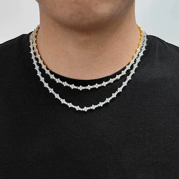 Jewelry Hip Hop Style Copper Tennis Chain Zirconia Geometric Pendant Necklace Unisex