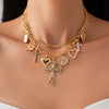 Jewelry Hip Hop Style Geometric Alloy Rhinestone Pendant Clavicle Chain With Electroplating