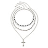 Jewelry Hiphop Cross Pendant Necklace Alloy Metal Geometric Electroplating For Women