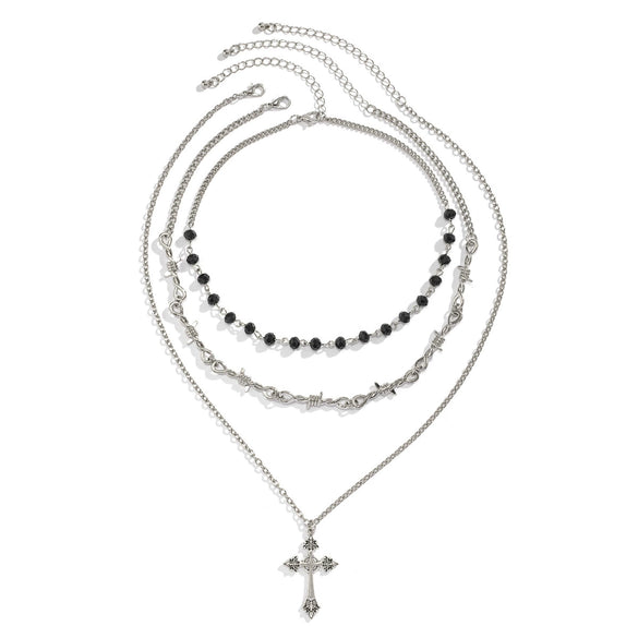 Jewelry Hiphop Cross Pendant Necklace Alloy Metal Geometric Electroplating For Women