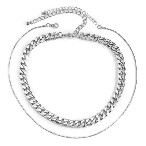 Jewelry Hiphop Retro Geometric Multilayer Snake Bone Chain Necklace For Women Alloy Metal Electroplating