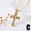 Jewelry Hiphop Zircon Cross Pendant Necklace Copper Geometric Electroplating Clavicle Chain