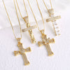 Jewelry Hiphop Zircon Cross Pendant Necklace Copper Geometric Electroplating Clavicle Chain