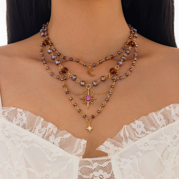 Jewelry Imitation Crystal Alloy Acrylic Diamond Geometric Irregular Tassel Electroplating Necklace For Women