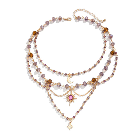 Jewelry Imitation Crystal Alloy Acrylic Diamond Geometric Irregular Tassel Electroplating Necklace For Women