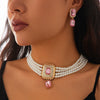 Jewelry Imitation Pearl Alloy Geometric Light Luxury Multilayer Clavicle Chain Electroplated