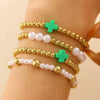Jewelry Imitation Pearl Alloy Geometric Round Bead Stitching Electroplating Bracelet For Women