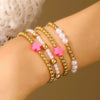 Jewelry Imitation Pearl Alloy Geometric Round Bead Stitching Electroplating Bracelet For Women