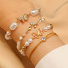 Jewelry Imitation Pearl Alloy Geometric Round Bead Stitching Electroplating Bracelet For Women