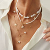 Jewelry Imitation Pearl Alloy Starfish Pendant Necklace Electroplating Light Luxury Style