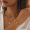 Jewelry Imitation Pearl Ball Chain Necklace Geometric French Retro Electroplating Women's