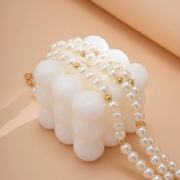 Jewelry Imitation Pearl Beaded Anklet Geometric Handmade Women's Retro Plastic Resin