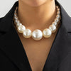 Jewelry Imitation Pearl Beaded Ball Chain Necklace With Geometric Style Handmade