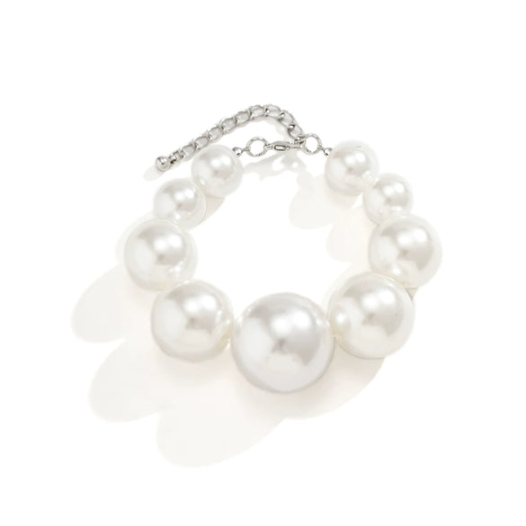 Jewelry Imitation Pearl Beaded Ball Chain Necklace With Geometric Style Handmade