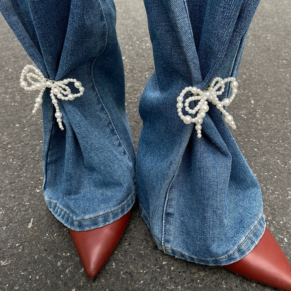 Jewelry Imitation Pearl Bow Anklets Simple Style