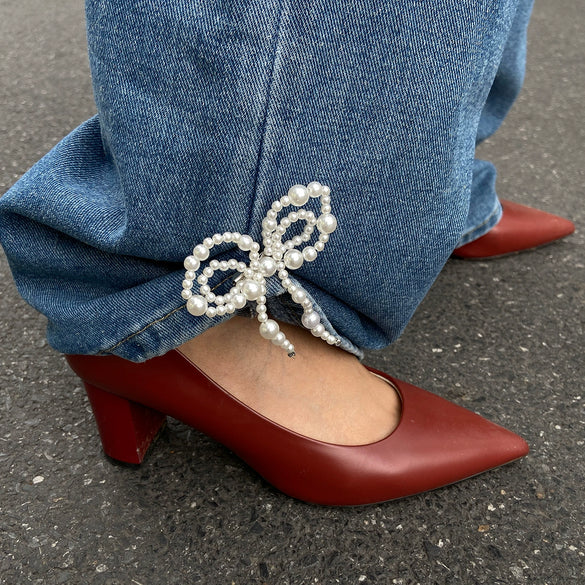 Jewelry Imitation Pearl Bow Anklets Simple Style