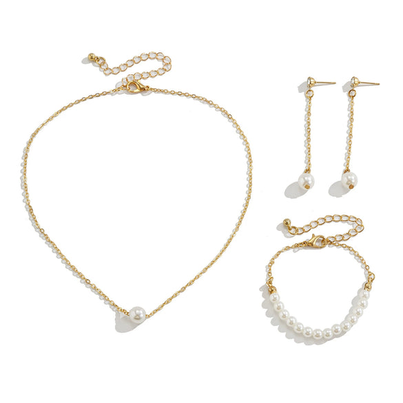 Jewelry Imitation Pearl Cross Alloy Chain Electroplated Geometric Clavicle Chain