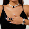Jewelry Imitation Pearl Geometric Ball Chain Choker Neck Chain