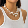 Jewelry Imitation Pearl Geometric Ball Chain Electroplated Women Choker