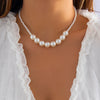 Jewelry Imitation Pearl Geometric Ball Chain Electroplated Women's Necklace