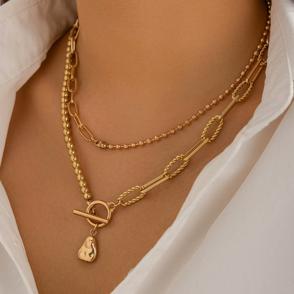 Jewelry Imitation Pearl Geometric Ball Chain Electroplated Women's Necklace