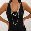 Jewelry Imitation Pearl Geometric Ball Chain Long Chain Necklace Electroplated For Women