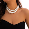 Jewelry Imitation Pearl Geometric Handmade Choker Clavicle Chain Multi Layer Beaded Necklace For Women