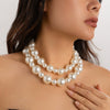 Jewelry Imitation Pearl Geometric Handmade Choker Clavicle Chain Multi Layer Beaded Necklace For Women