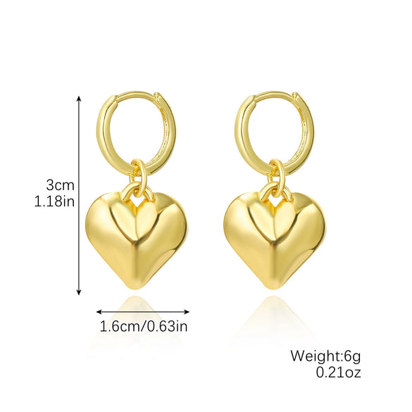 Jewelry Imitation Pearl Geometric Insects Peach Heart Electroplated Pendant Ear Buckle For Women