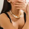Jewelry Imitation Pearl Geometric Punk Ball Chain Electroplated Short Necklace Choker