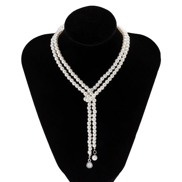 Jewelry Imitation Pearl Glass Alloy Geometric Tassel Necklace Electroplating