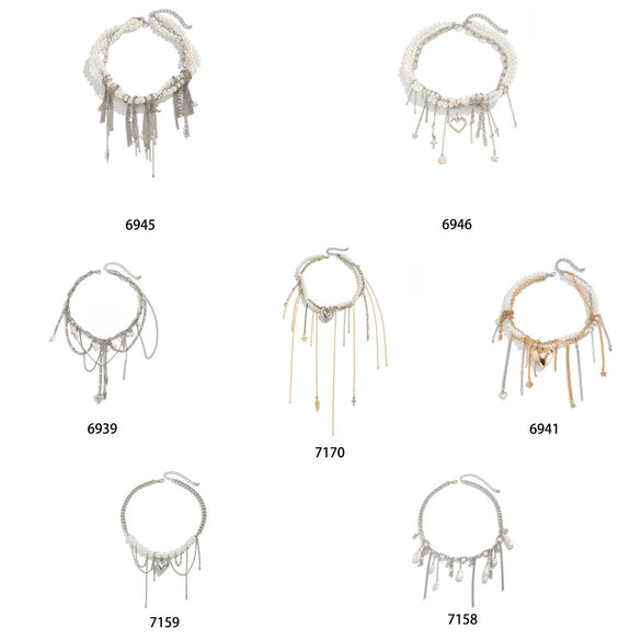 Jewelry Imitation Pearl Iron Pendant Necklace Geometric Heart Shape Electroplating For Women