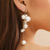 Jewelry Imitation Pearl Metal Beaded Tassel Earrings Geometric Style Electroplated For Women