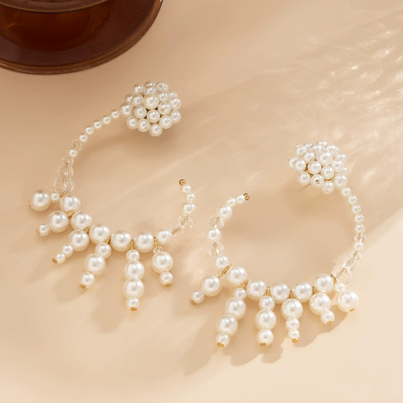 Jewelry Imitation Pearl Metal Geometric Handmade Women's Earrings