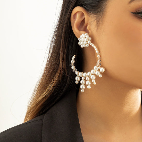 Jewelry Imitation Pearl Metal Geometric Handmade Women's Earrings