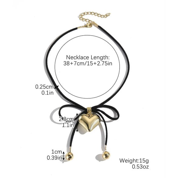 Jewelry Imitation Pearl Organic Glass Heart Bow Style Clavicle Chain Women's Necklace