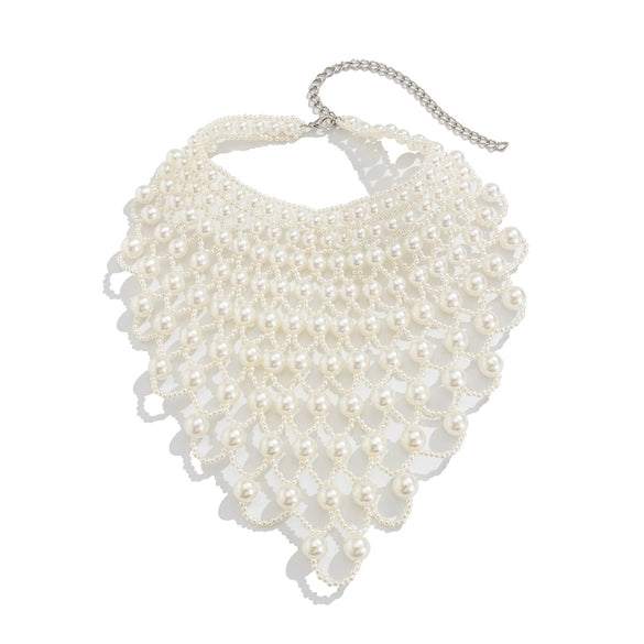 Jewelry Imitation Pearl Retro Multi Layer Tassel Beaded Handmade Elegant Women's Necklace