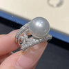 Jewelry Imitation Pearl Ring Copper Geometric Zirconia Highend Style For Women
