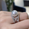 Jewelry Imitation Pearl Ring Copper Geometric Zirconia Highend Style For Women