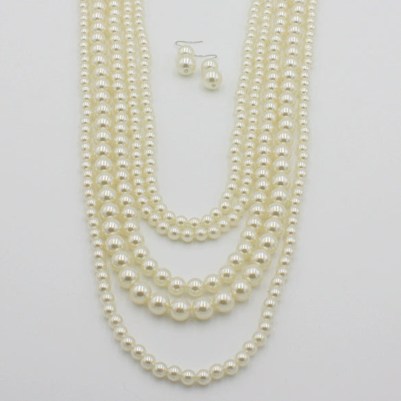 Jewelry Imitation Pearl Ushaped British Retro Style Snake Bone Chain Necklace With Pearlescent Treatment