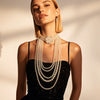 Jewelry Imitation Pearl Ushaped British Retro Style Snake Bone Chain Necklace With Pearlescent Treatment