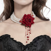 Jewelry Imitation Pearls Cloth Strips Imitation Crystal Flower Pattern Electroplating Cool Style Clavicle Chain