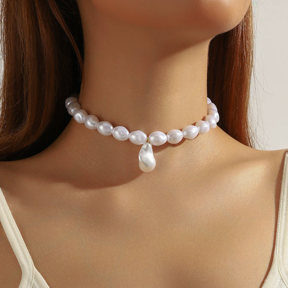 Jewelry Imitation Pearls Geometric Electroplating Necklace For Women