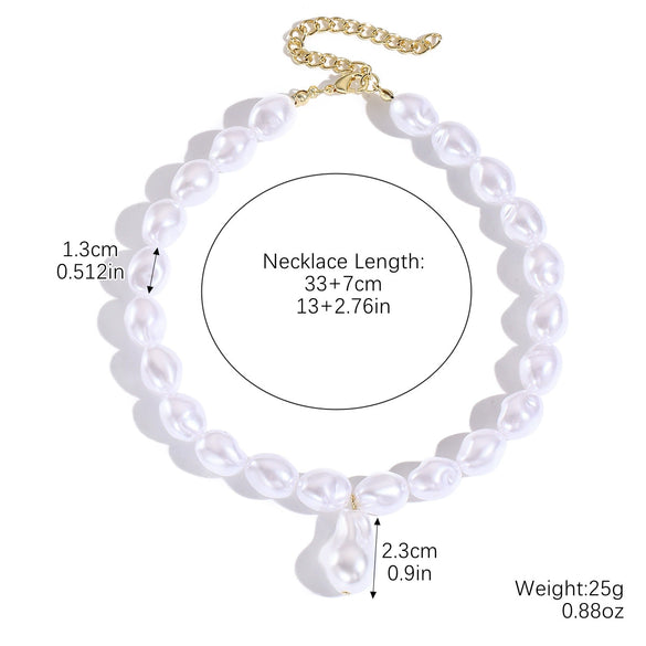 Jewelry Imitation Pearls Geometric Electroplating Necklace For Women