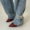 Jewelry Ins Style Imitation Pearl Beaded Heart Pendant Anklet